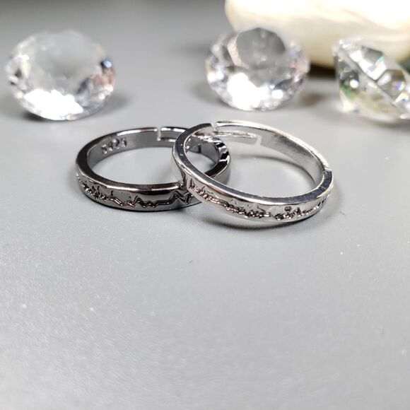 Brand New S925 Silver Heart Beats Patterns Couple Rings #2 - Picture 8 of 8